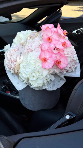 Композиція з гортензій та орхідей